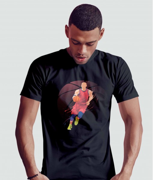 Мъжка тениска с щампа Спортни Илюстрации Basketball player in action - TShirtArtShop.com